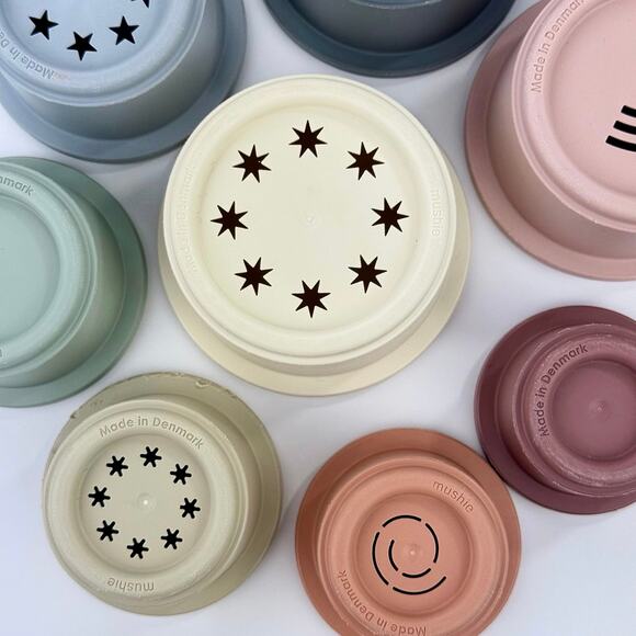 Mushie Original 8 piece Baby Stacking Cups Neutral Tone Unisex Kids Nesting Toy - Picture 2 of 7